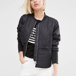Cheap Monday Quilted Bomber Jacket, Black - size M